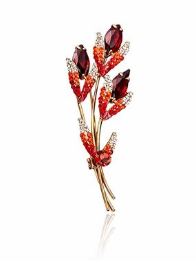 Austrian Crystals Red Bird Of Prey Brooch